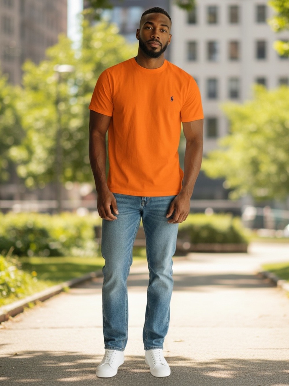 Polo Ralph Lauren Men’s XL Custom Fit Orange Crew Neck Pony T-Shirt